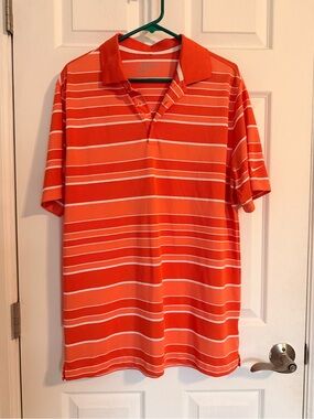 Nike Golf Tour Performance Dri-FIT Orange Striped Polo Shirt Large
